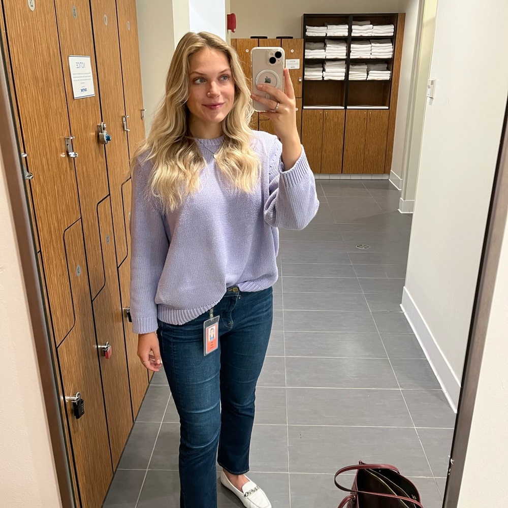 Knit Crewneck Sweater | Banana Republic | Lilac | Transitions Seasons Well